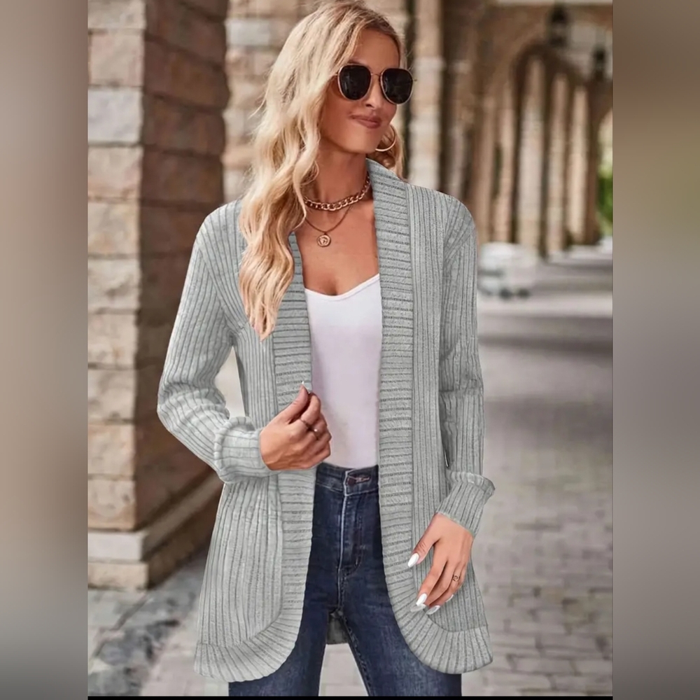 NEW Gray Cardigan Sweater